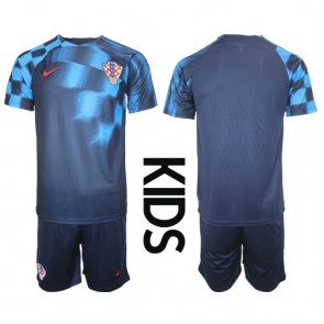 Maillot de foot Croatie Extérieur enfant Monde 2022 Manches Courte (+ pantalon court)